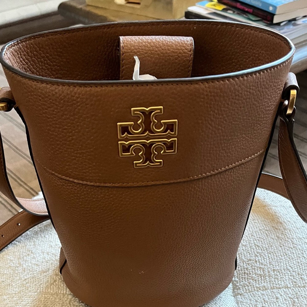 Tory Burch Brown Leather Bucket Bag